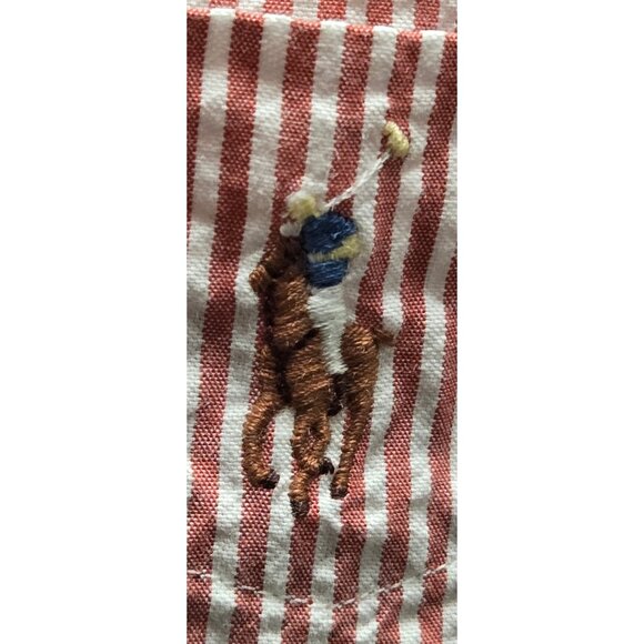 Ralph Lauren Red/White Striped Button Up Seersucker Shirt - Picture 7 of 12